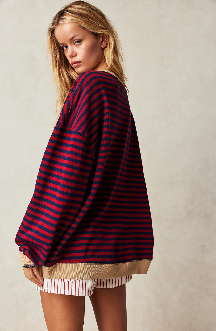 Lucy | Vibrant striped oversized jumper with accents