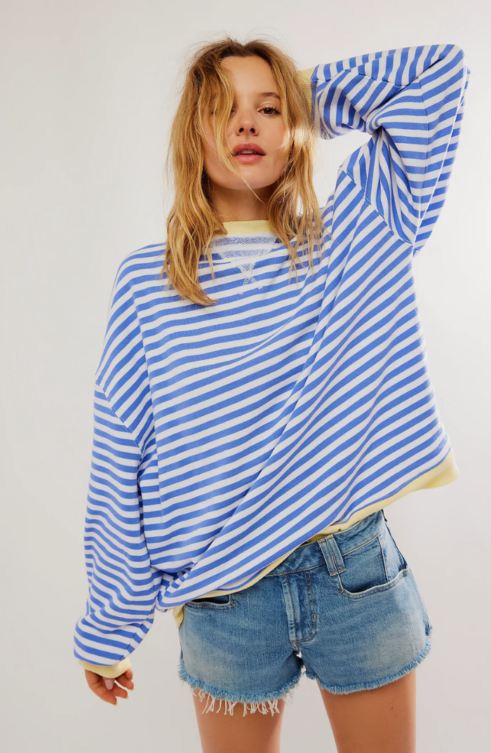 Lucy | Vibrant striped oversized jumper with accents