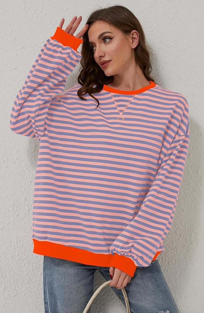 Lucy | Vibrant striped oversized jumper with accents