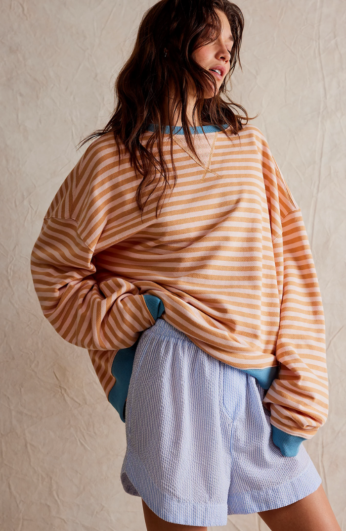 Lucy | Vibrant striped oversized jumper with accents