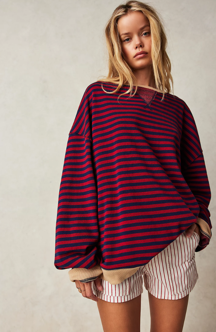 Lucy | Vibrant striped oversized jumper with accents