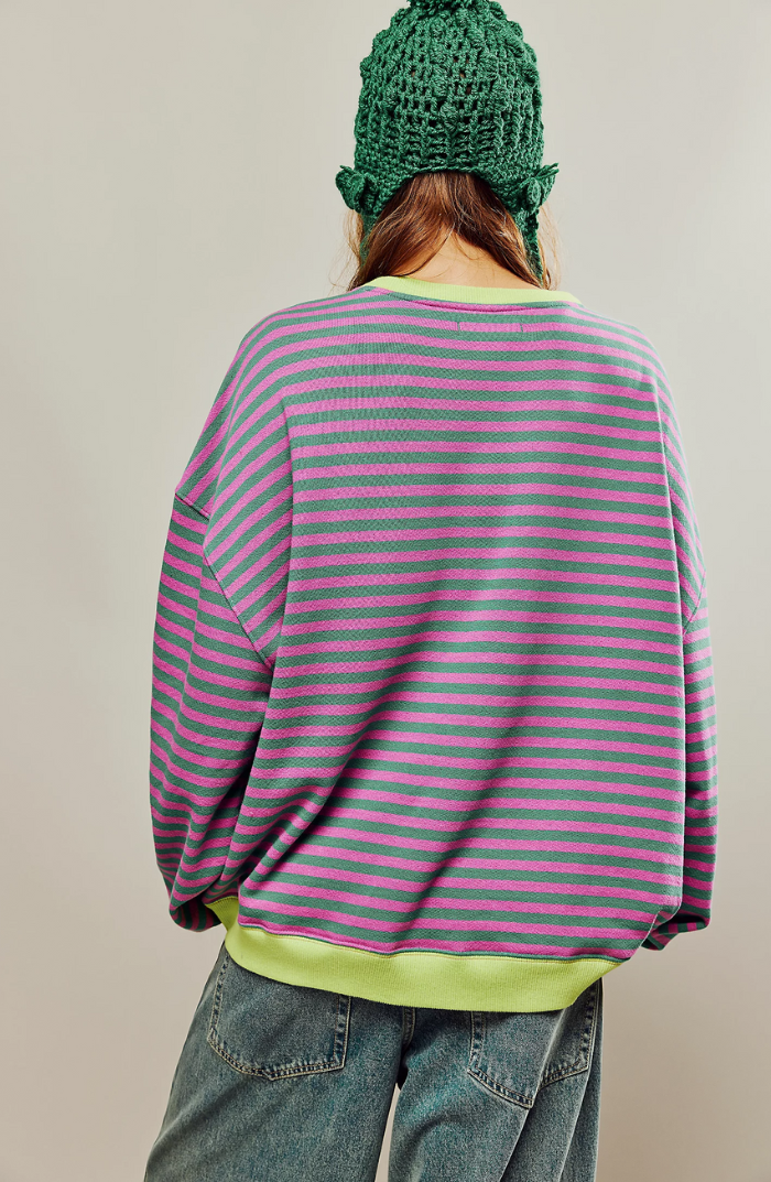 Lucy | Vibrant striped oversized jumper with accents