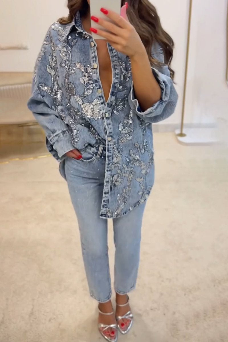 Viviana | Denim & Sequin Cardigan