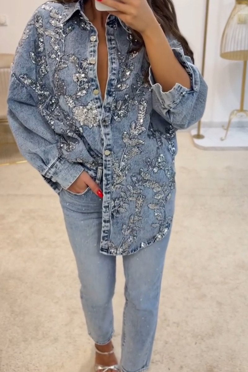 Viviana | Denim & Sequin Cardigan