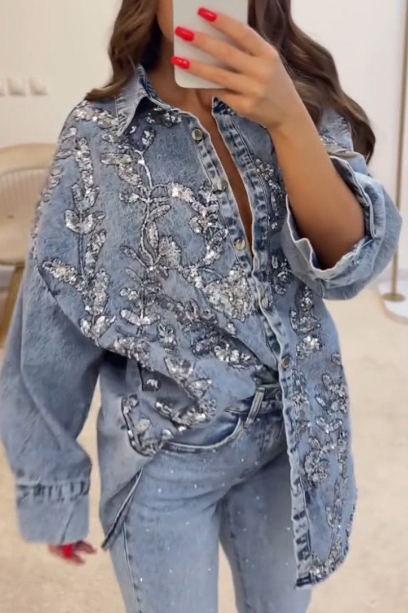 Viviana | Denim & Sequin Cardigan